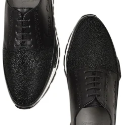 Men Cuadra Sneakers-Hand-Painted Black Exotic Leather Sneakers