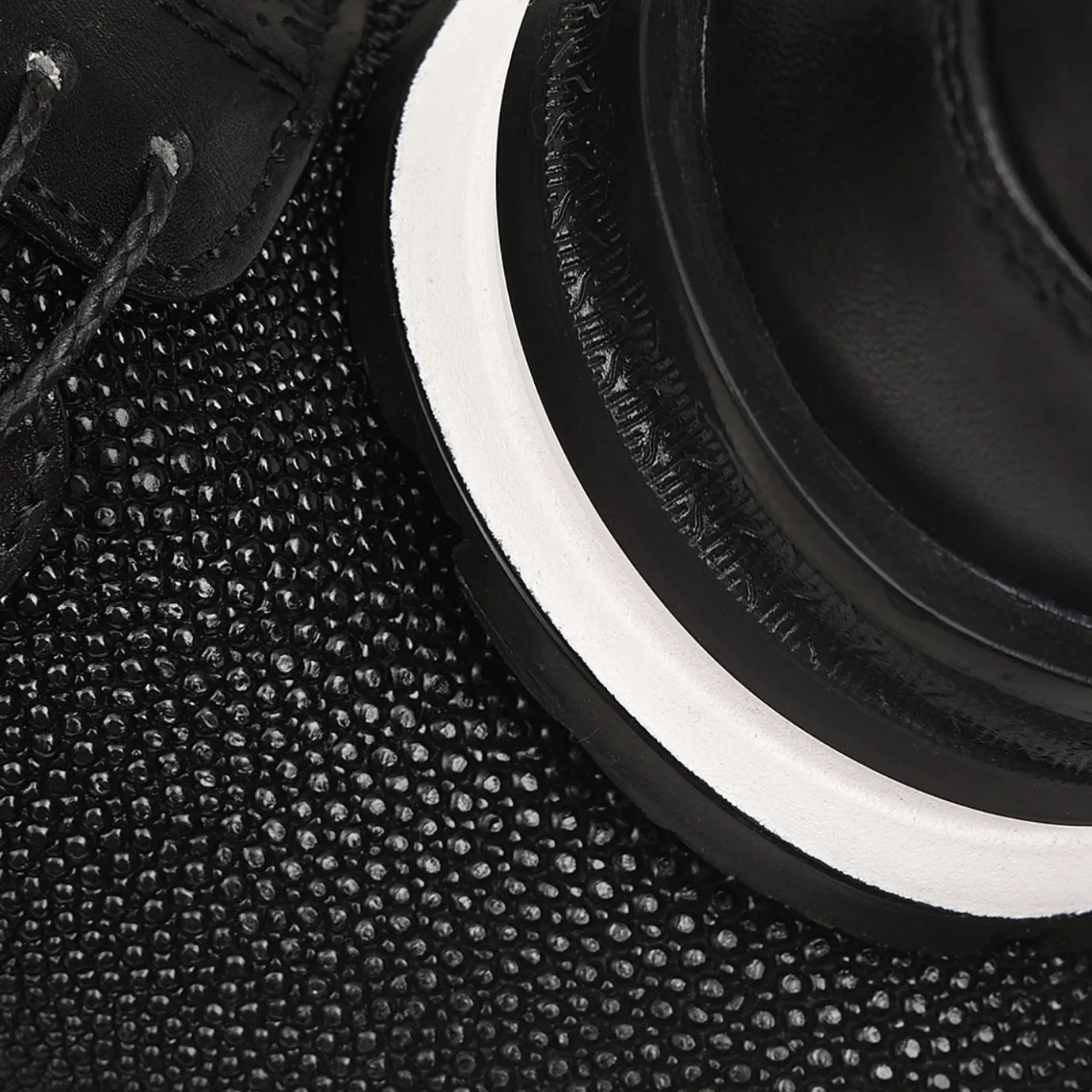 Men Cuadra Sneakers-Hand-Painted Black Exotic Leather Sneakers