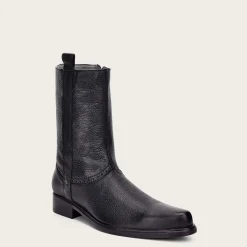 Men Cuadra Dress Boots-Hand-Painted Black Leather Boot