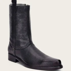 Men Cuadra Dress Boots-Hand-Painted Black Leather Boot