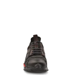 Men Cuadra Sneakers-Hand-Painted Black Leather Sneakers