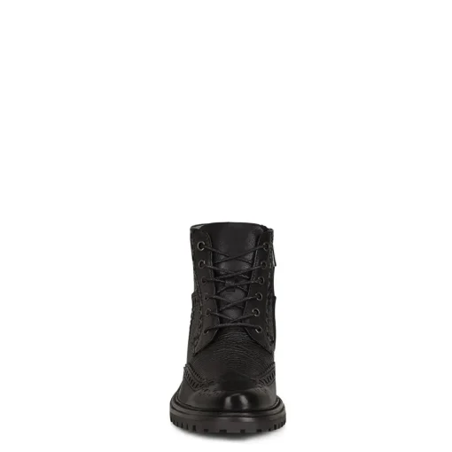 Men Cuadra Dress Boots-Hand-Painted Black Shark Leather Ankle Boots By Franco