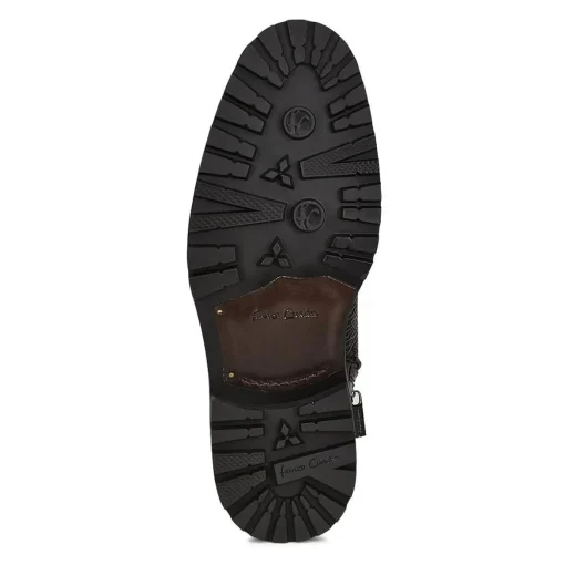 Men Cuadra Dress Boots-Hand-Painted Black Shark Leather Ankle Boots By Franco