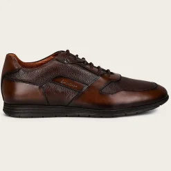 Men Cuadra Sneakers-Hand-Painted Brown Bristol Leather Sneakers