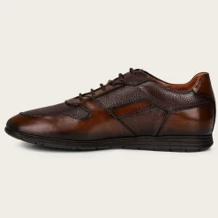 Men Cuadra Sneakers-Hand-Painted Brown Bristol Leather Sneakers