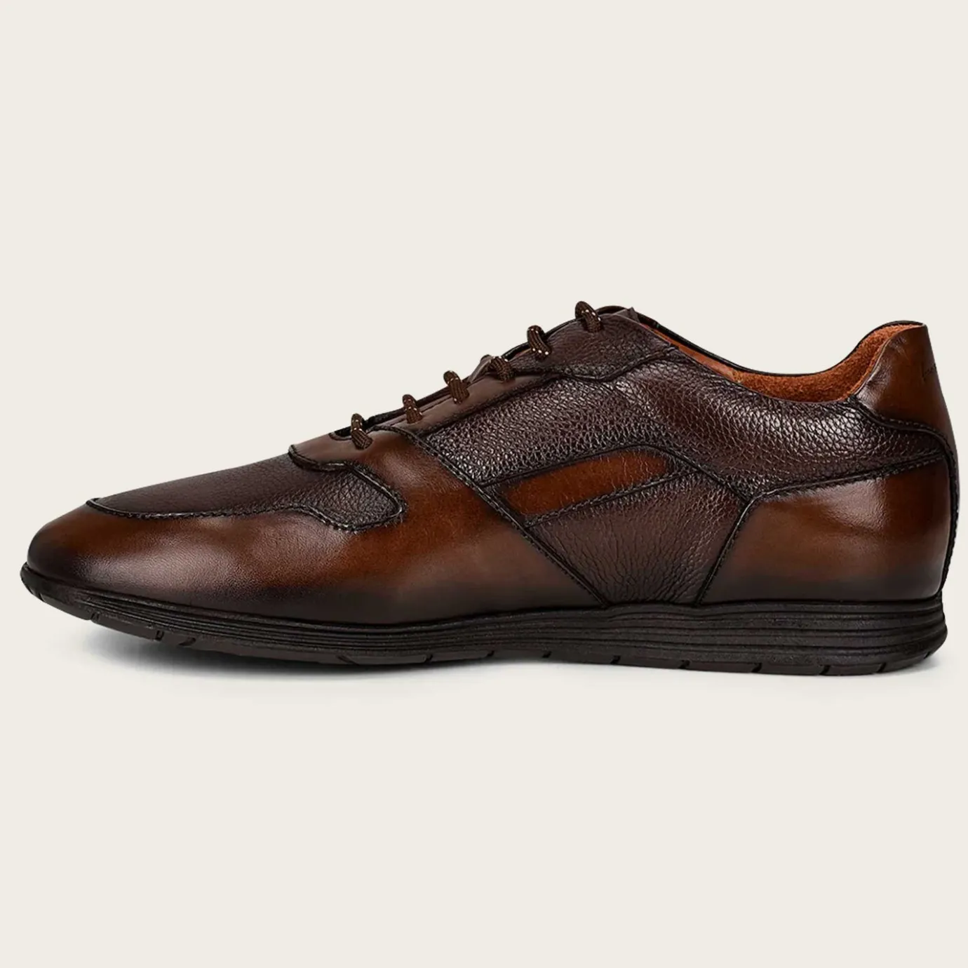 Men Cuadra Sneakers-Hand-Painted Brown Bristol Leather Sneakers