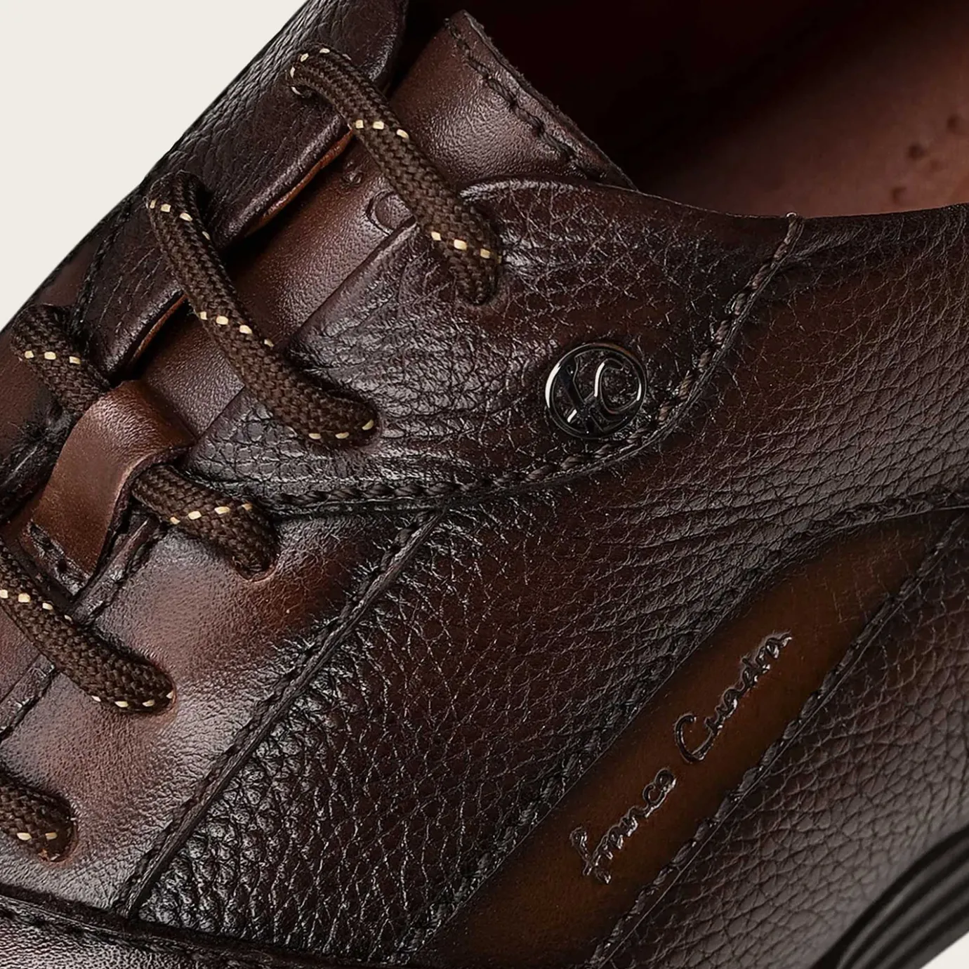 Men Cuadra Sneakers-Hand-Painted Brown Bristol Leather Sneakers