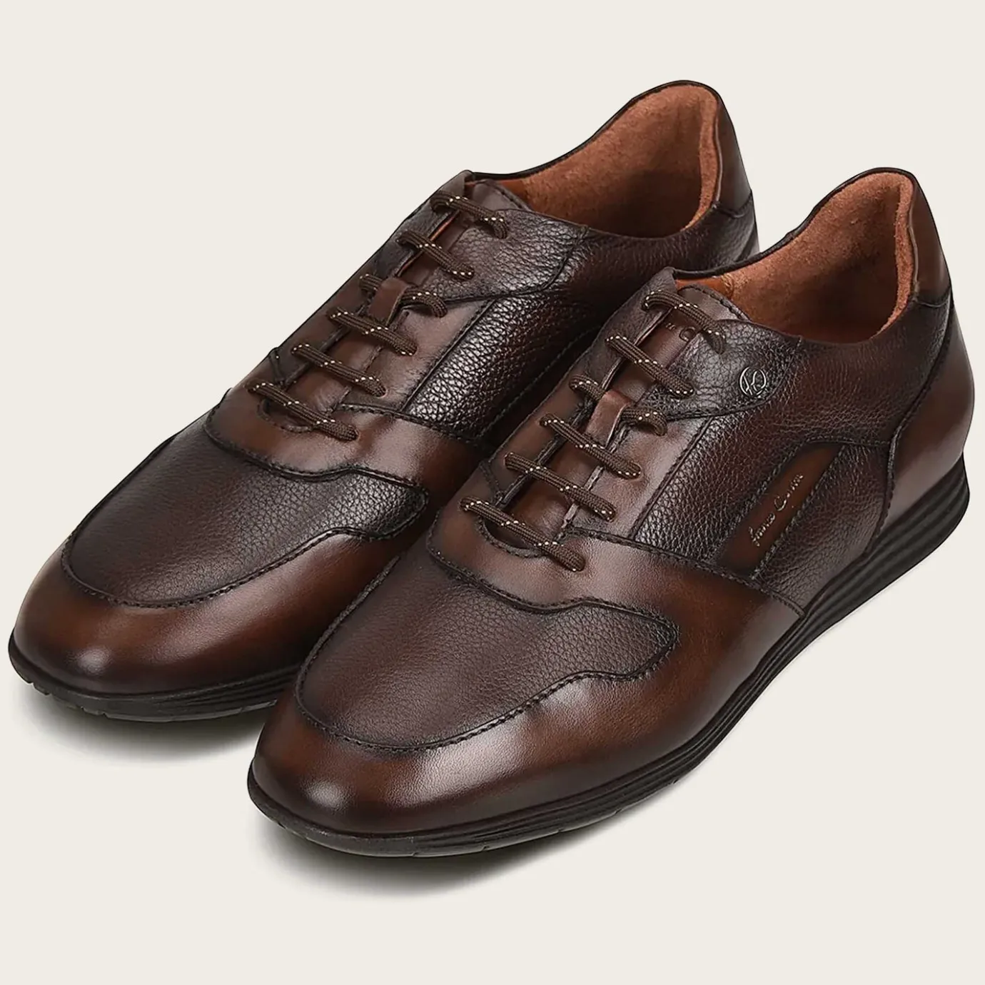 Men Cuadra Sneakers-Hand-Painted Brown Bristol Leather Sneakers