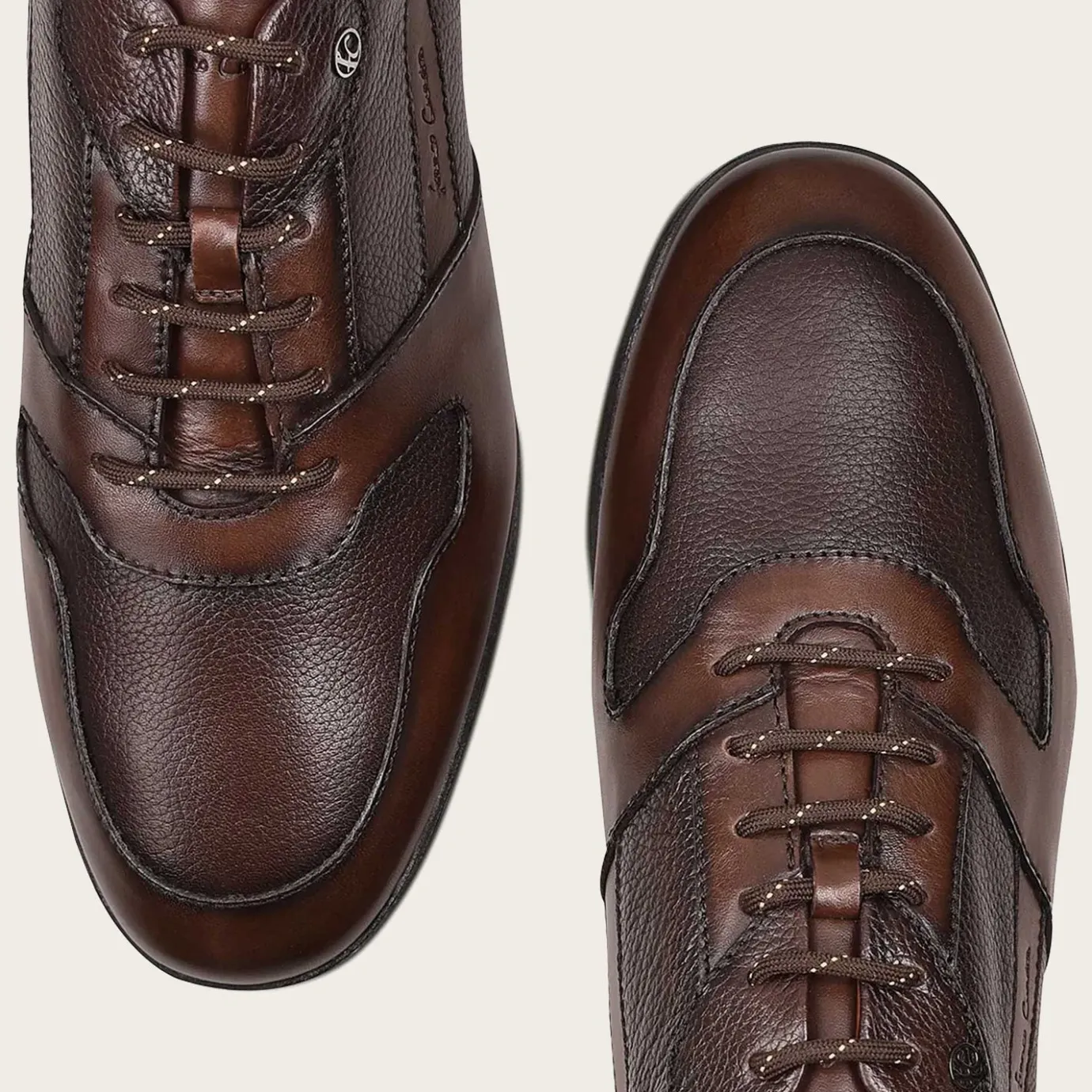 Men Cuadra Sneakers-Hand-Painted Brown Bristol Leather Sneakers