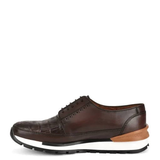 Men Cuadra Sneakers-Hand-Painted Brown Exotic Leather Sneakers