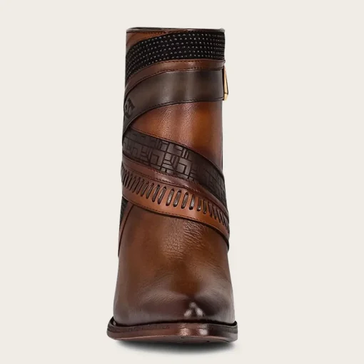 Women Cuadra Ankle Boots & Booties-Hand-Painted Brown Leather Ankle Bootie