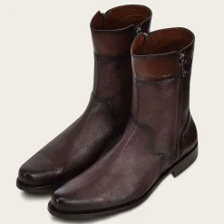 Men Cuadra Urban & Casual Boots-Hand-Painted Dark Brown Leather Boots By Franco
