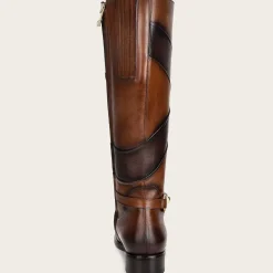 Women Cuadra Tall & Knee-High Boots-Hand-Painted Honey Leather Riding Boot With Contrasting Colors