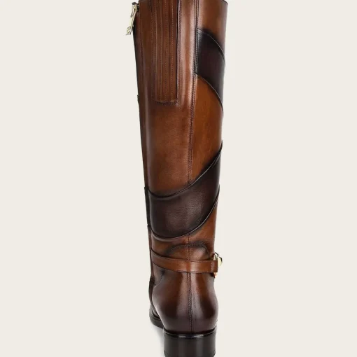 Women Cuadra Tall & Knee-High Boots-Hand-Painted Honey Leather Riding Boot With Contrasting Colors