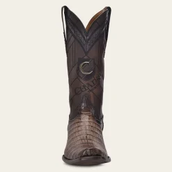 Men Cuadra Western Boots-Hand-Painted Traditional Exotic Dark Brown Leather Boot