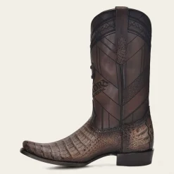 Men Cuadra Western Boots-Hand-Painted Traditional Exotic Dark Brown Leather Boot