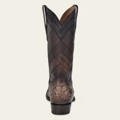 Men Cuadra Western Boots-Hand-Painted Traditional Exotic Dark Brown Leather Boot