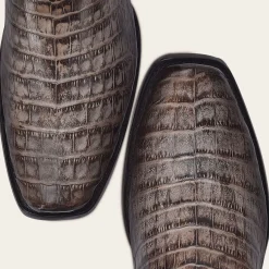 Men Cuadra Western Boots-Hand-Painted Traditional Exotic Dark Brown Leather Boot