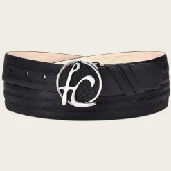 Men Cuadra Belts-Handwoven Black Leather Belt