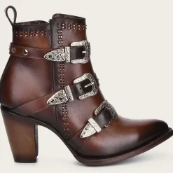 Women Cuadra Ankle Boots & Booties-Handwoven Brown Leather Bootie