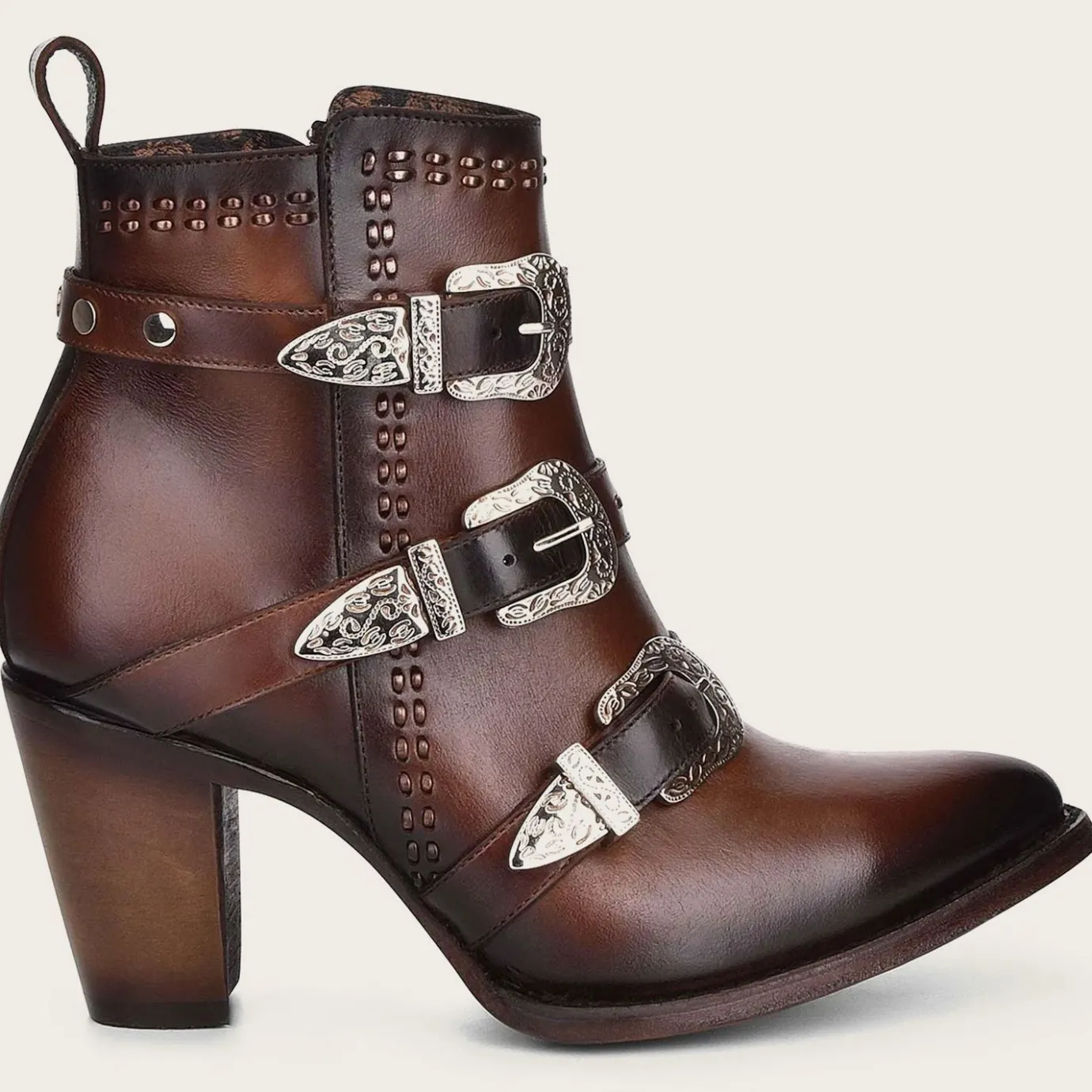 Women Cuadra Ankle Boots & Booties-Handwoven Brown Leather Bootie
