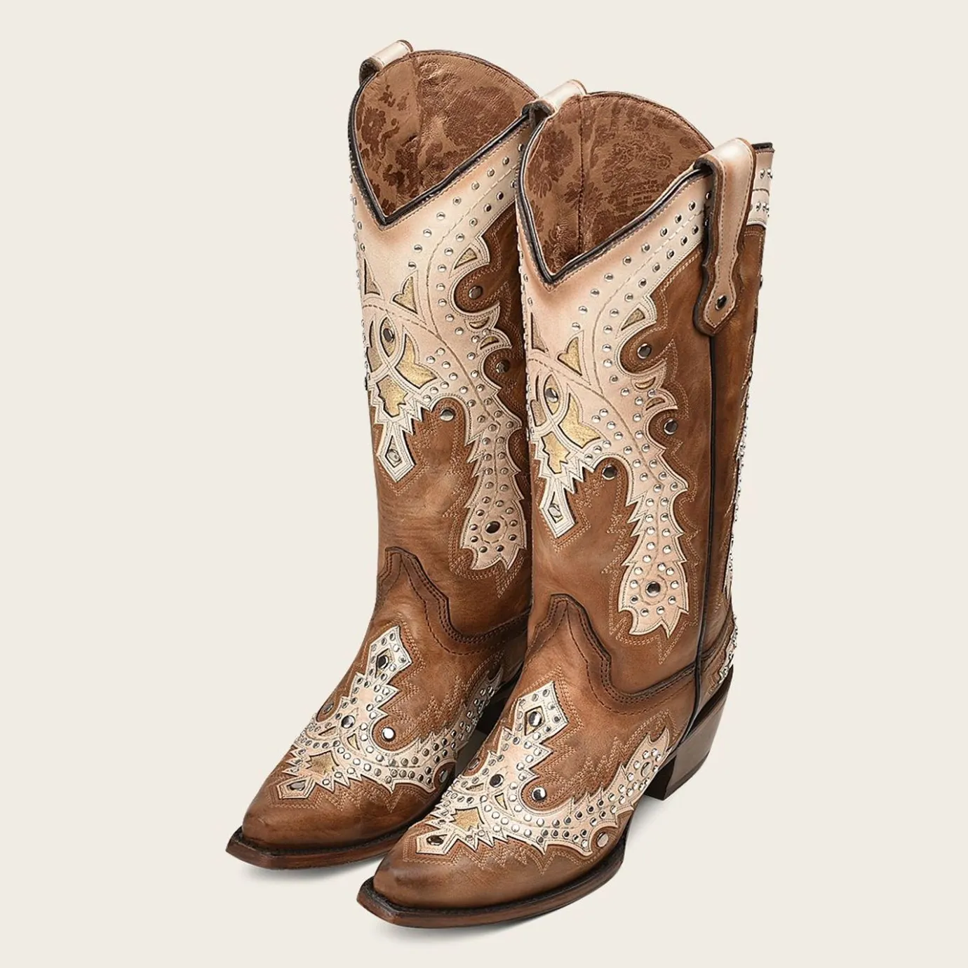 Women Cuadra Western Boots-Honey Brown Leather Cowboy Style Boot With Shiny Finish