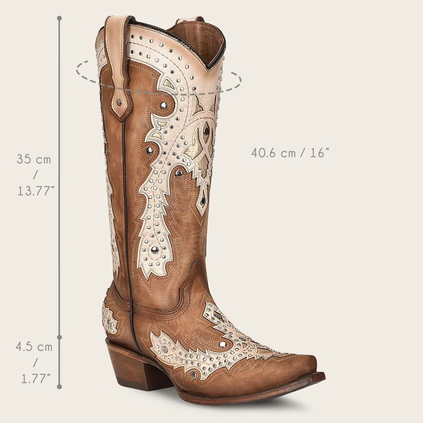 Women Cuadra Western Boots-Honey Brown Leather Cowboy Style Boot With Shiny Finish