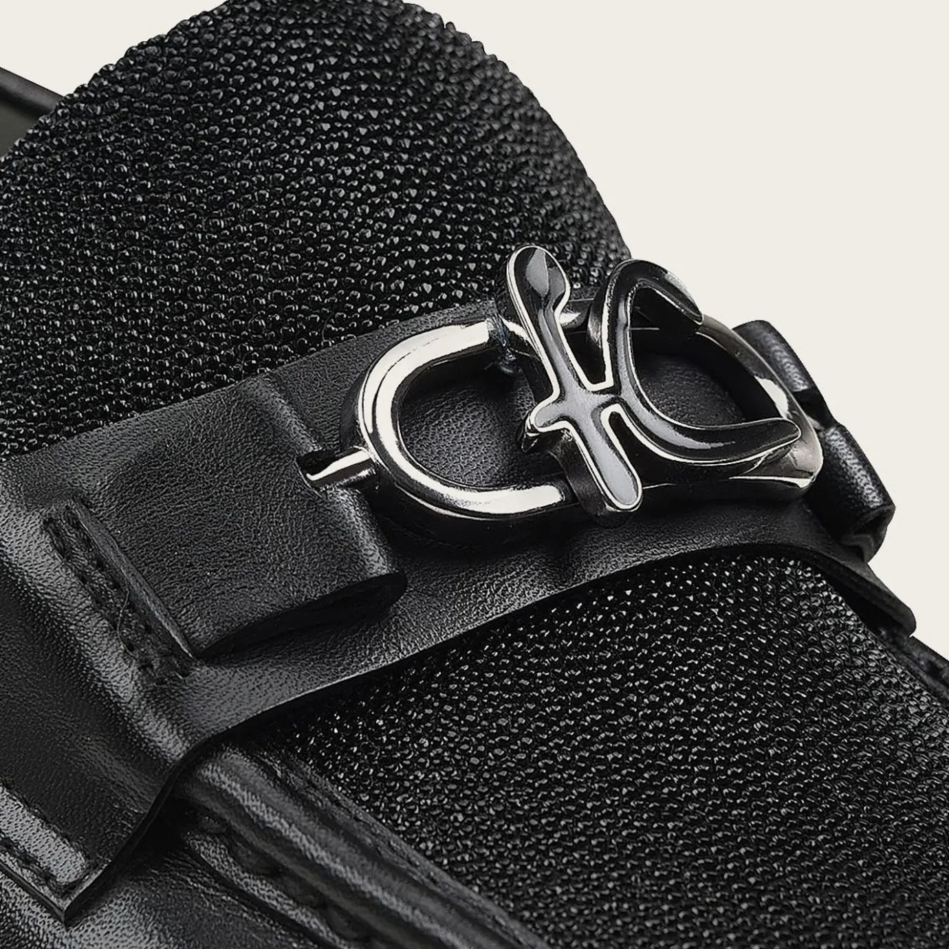 Men Cuadra Loafers & Driving Shoes-Men Loafer Shoe In Black Genuine Stingray Leather