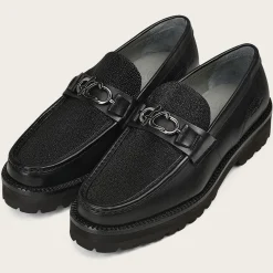 Men Cuadra Loafers & Driving Shoes-Men Loafer Shoe In Black Genuine Stingray Leather