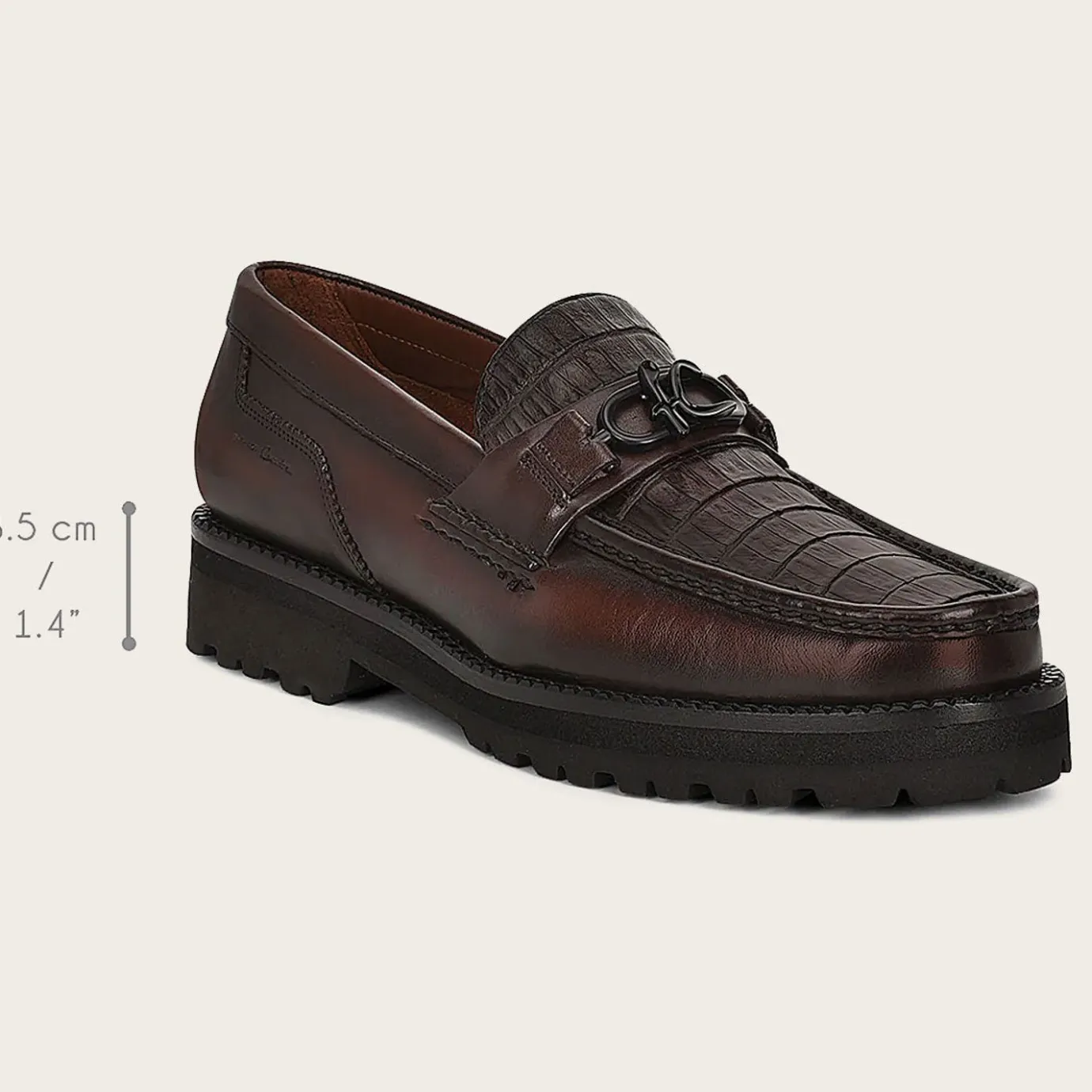 Men Cuadra Loafers & Driving Shoes-Men Loafer Shoe In Brown Genuine Cayman Leather