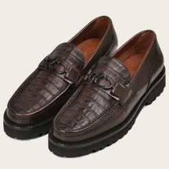 Men Cuadra Loafers & Driving Shoes-Men Loafer Shoe In Brown Genuine Cayman Leather