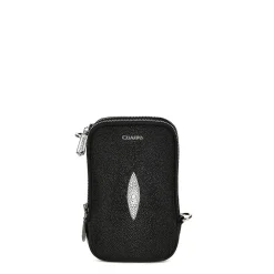 Men Cuadra Handbags-Mens Black Exotic Leather Cross Bag