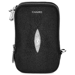 Men Cuadra Handbags-Mens Black Exotic Leather Cross Bag