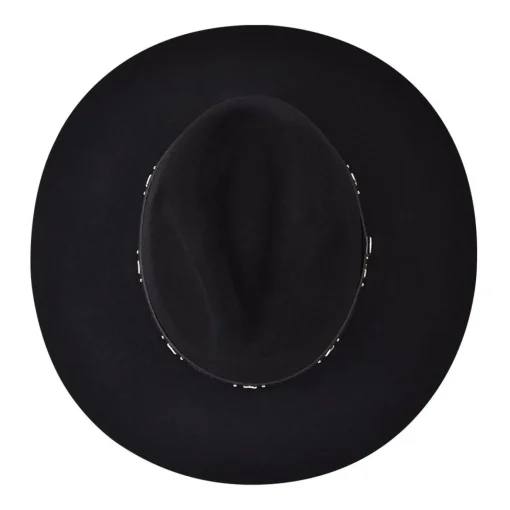 Women Cuadra Hats-Outdoor Safari Black Hat With Leather Belt