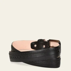 Men Cuadra Belts-Perforated Black Leather Formal Belt