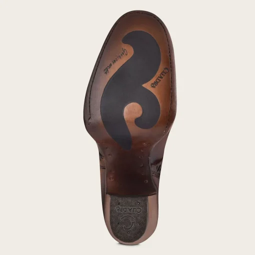 Women Cuadra Ankle Boots & Booties-Perforated Brown Leather Bootie With Austrian Crystals