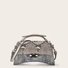 Women Cuadra Top Handle & Satchel Bags-Silver Exotic Leather Asymmetrical Handbag