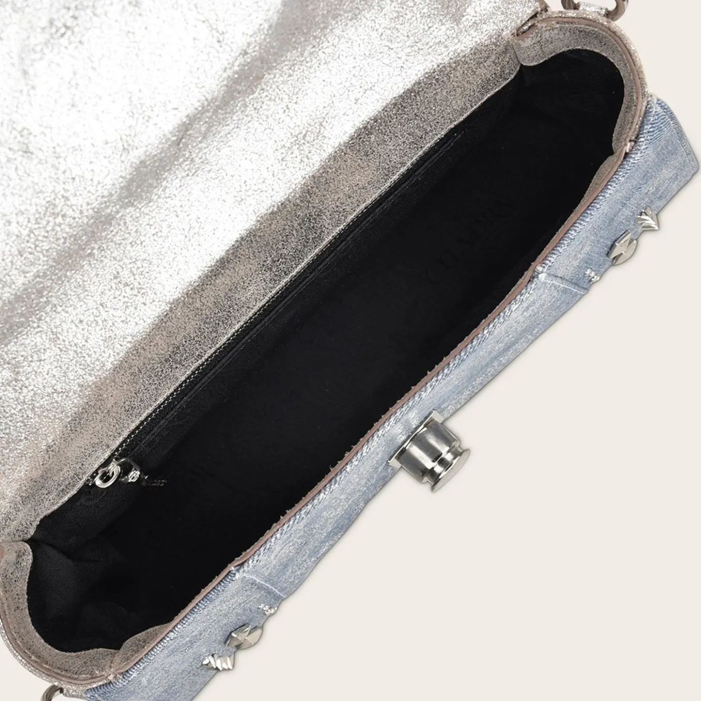 Women Cuadra Top Handle & Satchel Bags-Silver Exotic Leather Asymmetrical Handbag