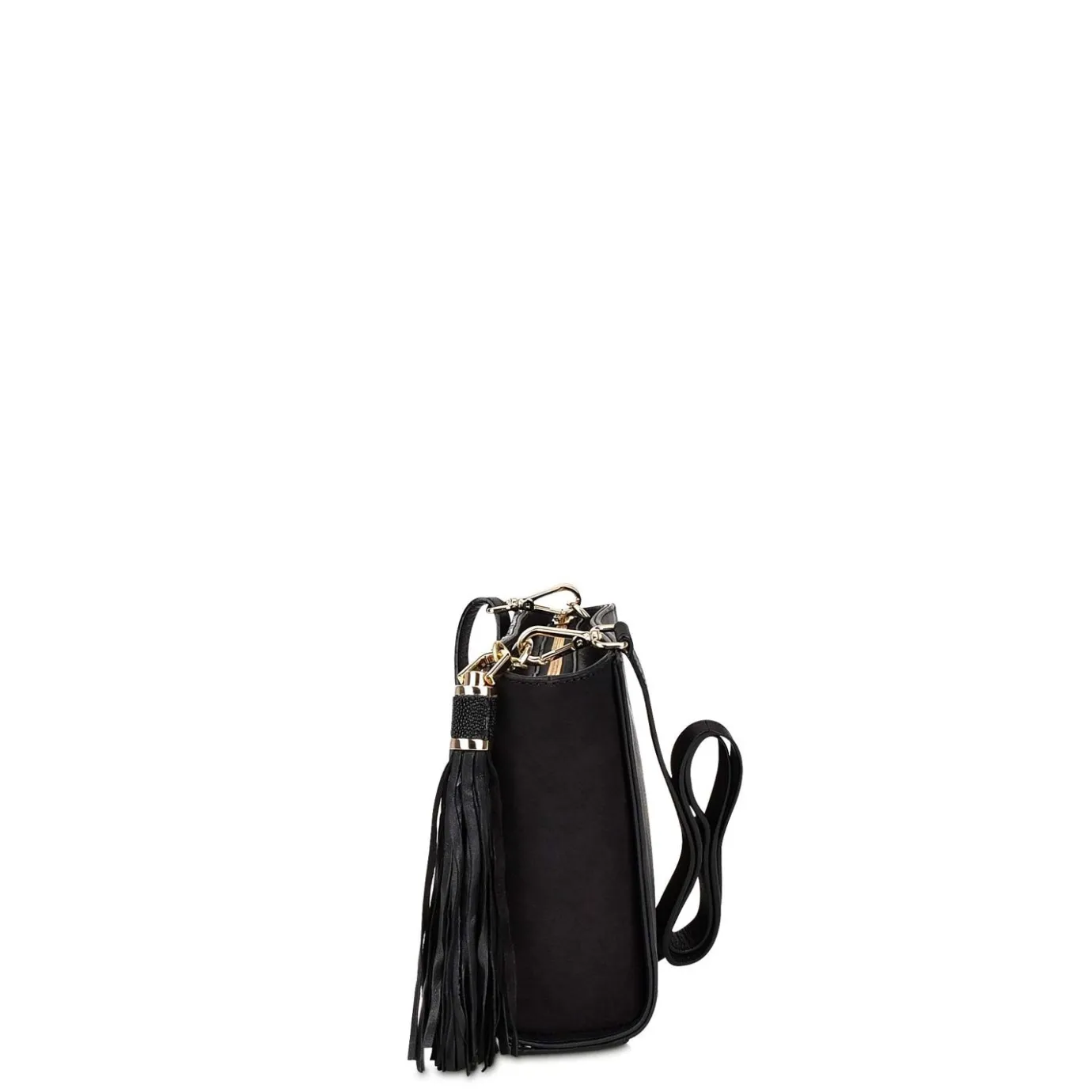 Women Cuadra Crossbody Bags-Studded Black Leather Crossbody Bag