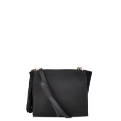 Women Cuadra Crossbody Bags-Studded Black Leather Crossbody Bag
