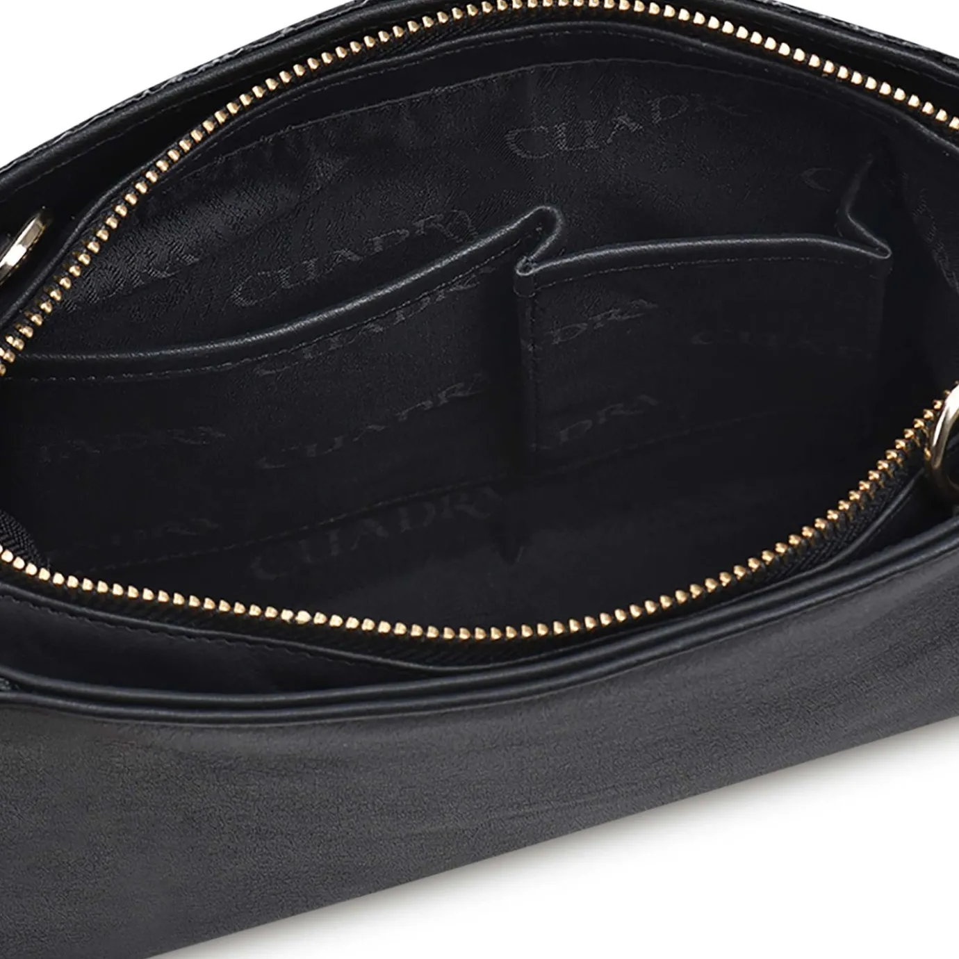 Women Cuadra Crossbody Bags-Studded Black Leather Crossbody Bag