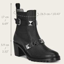 Women Cuadra Ankle Boots & Booties-Urban Black Bootie With Decorative Stripes