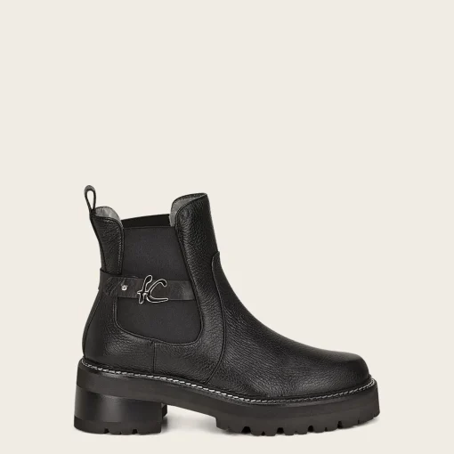 Women Cuadra Ankle Boots & Booties-Urban Black Leather Deer Bootie