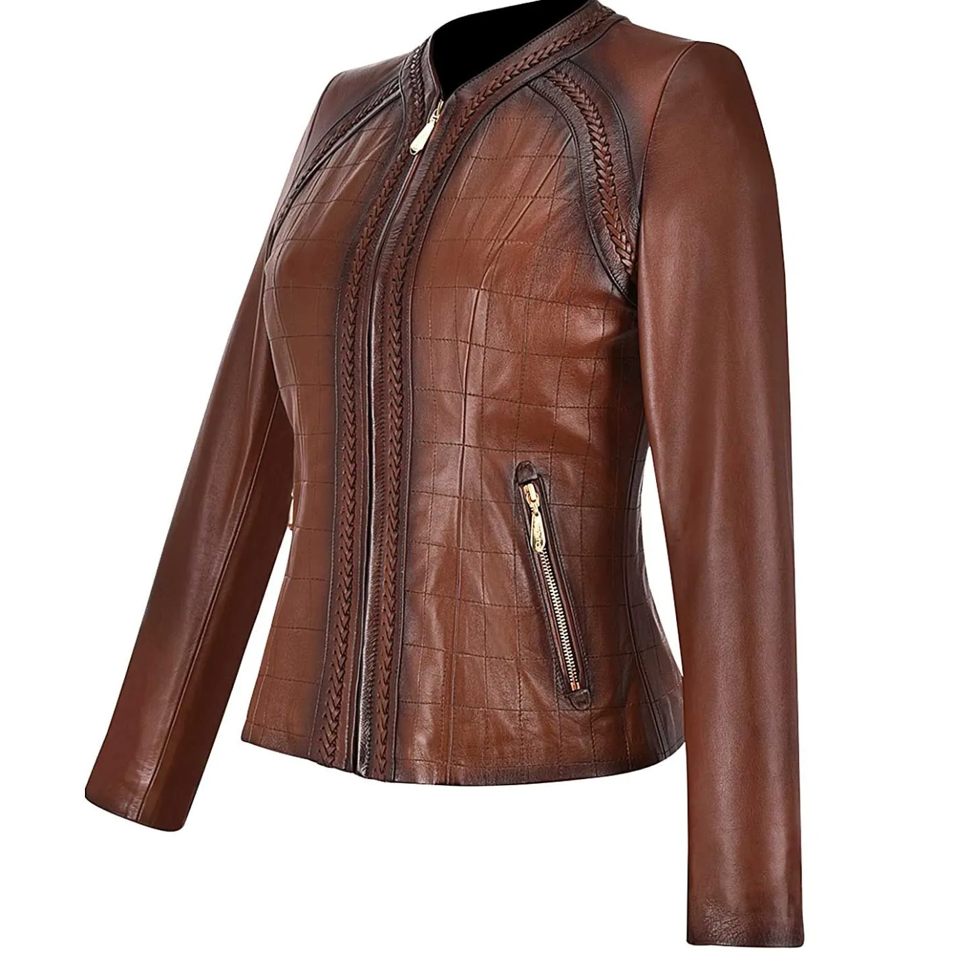 Women Cuadra Jackets-Womens Brown Leather Shearling Jacket